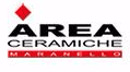 Logo AREA CERAMICHE con testo nero, icona a forma di diamante rosso e sottolineatura rossa su sfondo bianco.