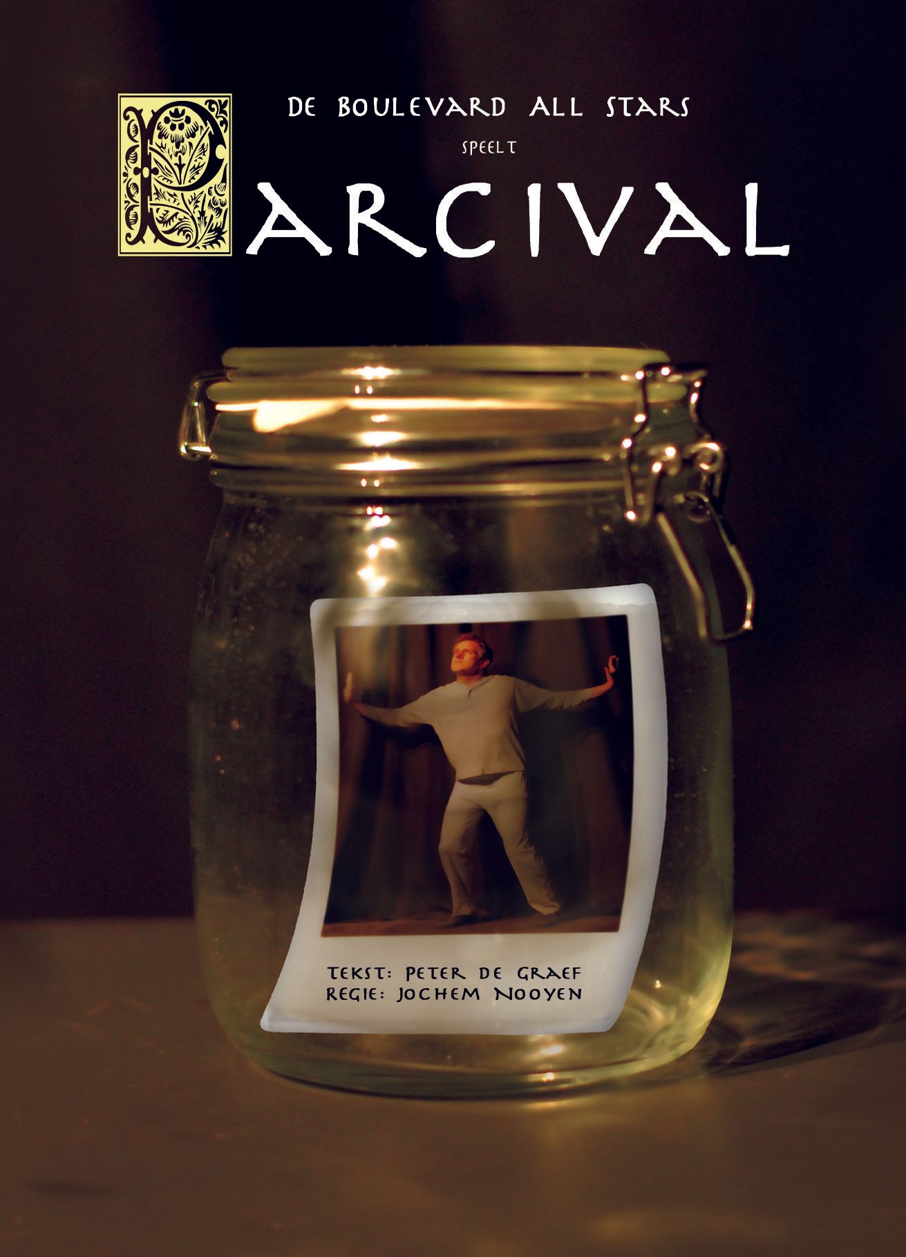 Glass jar on black background, labeled “Arcival,” with a small photo of a person inside.