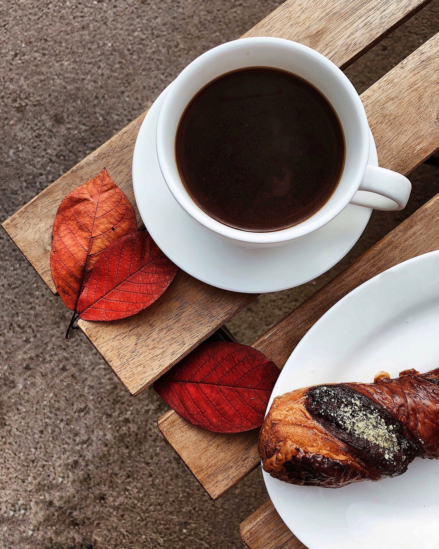 coffee on a park bench