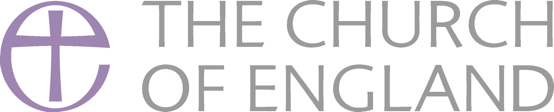 Logo for the Church of England, featuring a purple cross inside a circle, with text in gray to the right.