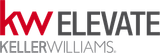 The kw elevate keller williams logo is red and black on a white background.