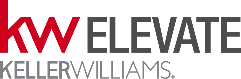 The kw elevate keller williams logo is red and black on a white background.