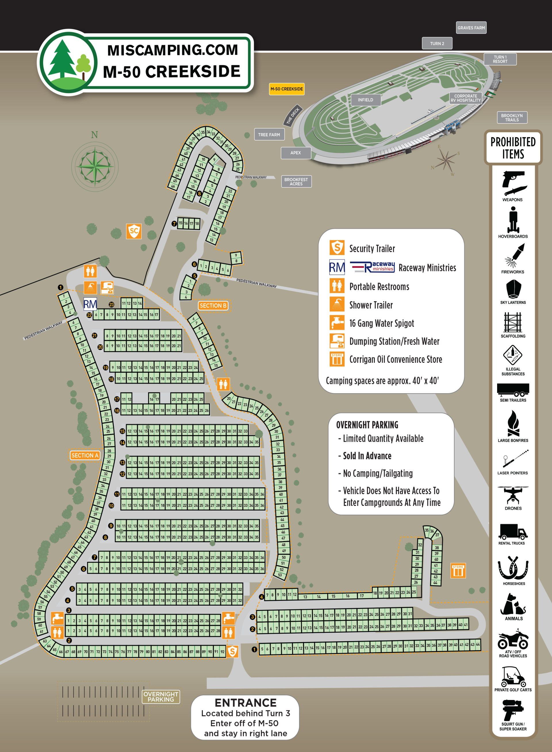 Click to download PDF M-50 Campground Map - Michigan International Speedway
