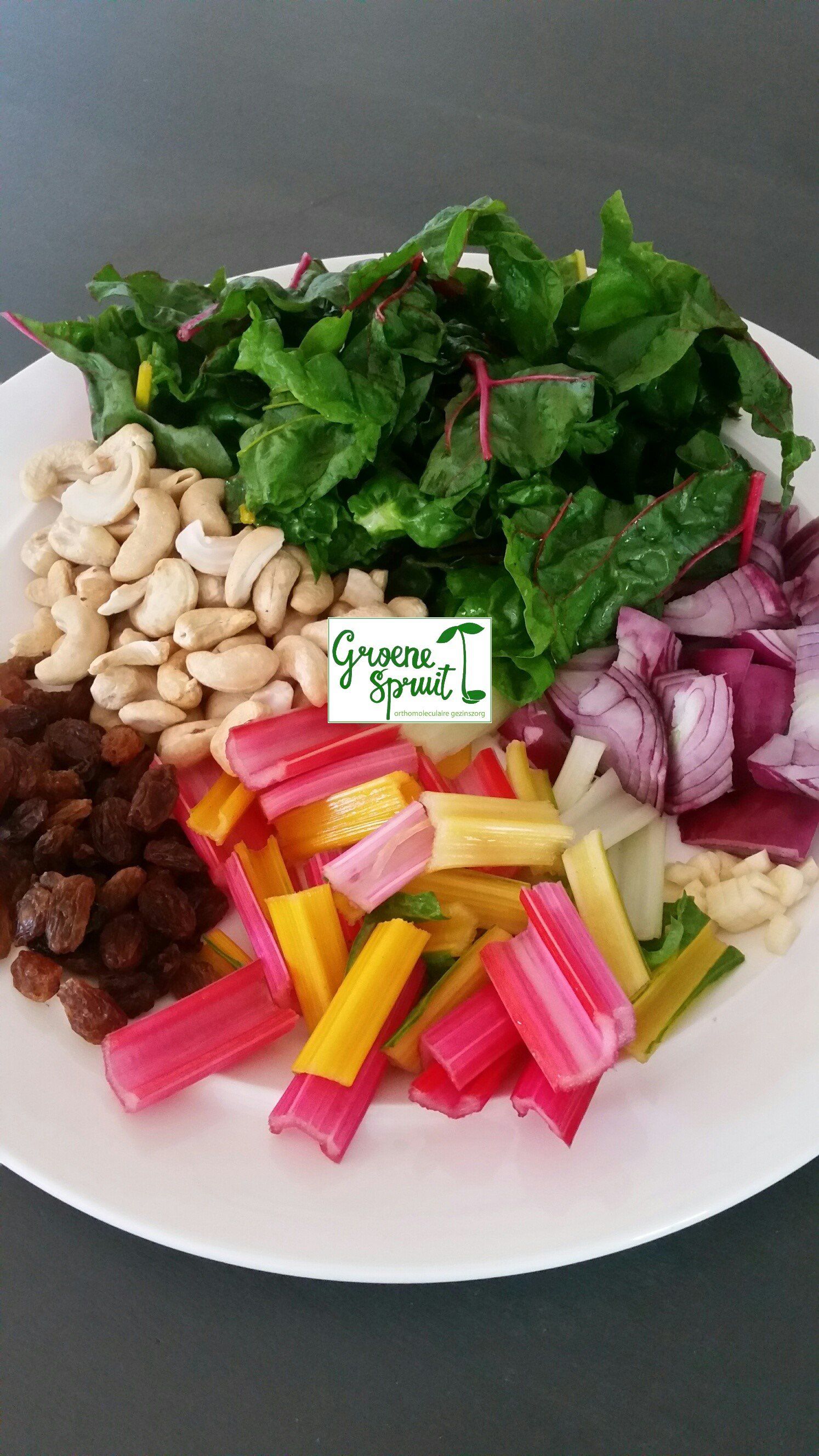 recept oerdieet paleo vegan Snijbiet cashews rozijnen ui knoflook