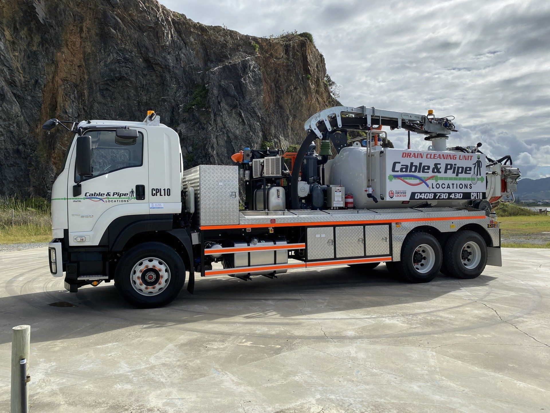 Side View Of The White Truck — Cable & Pipe Locations in Woolgoolga, NSW