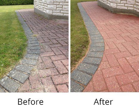 Driveway cleaned by All Surface Care block paving before and after cleaning