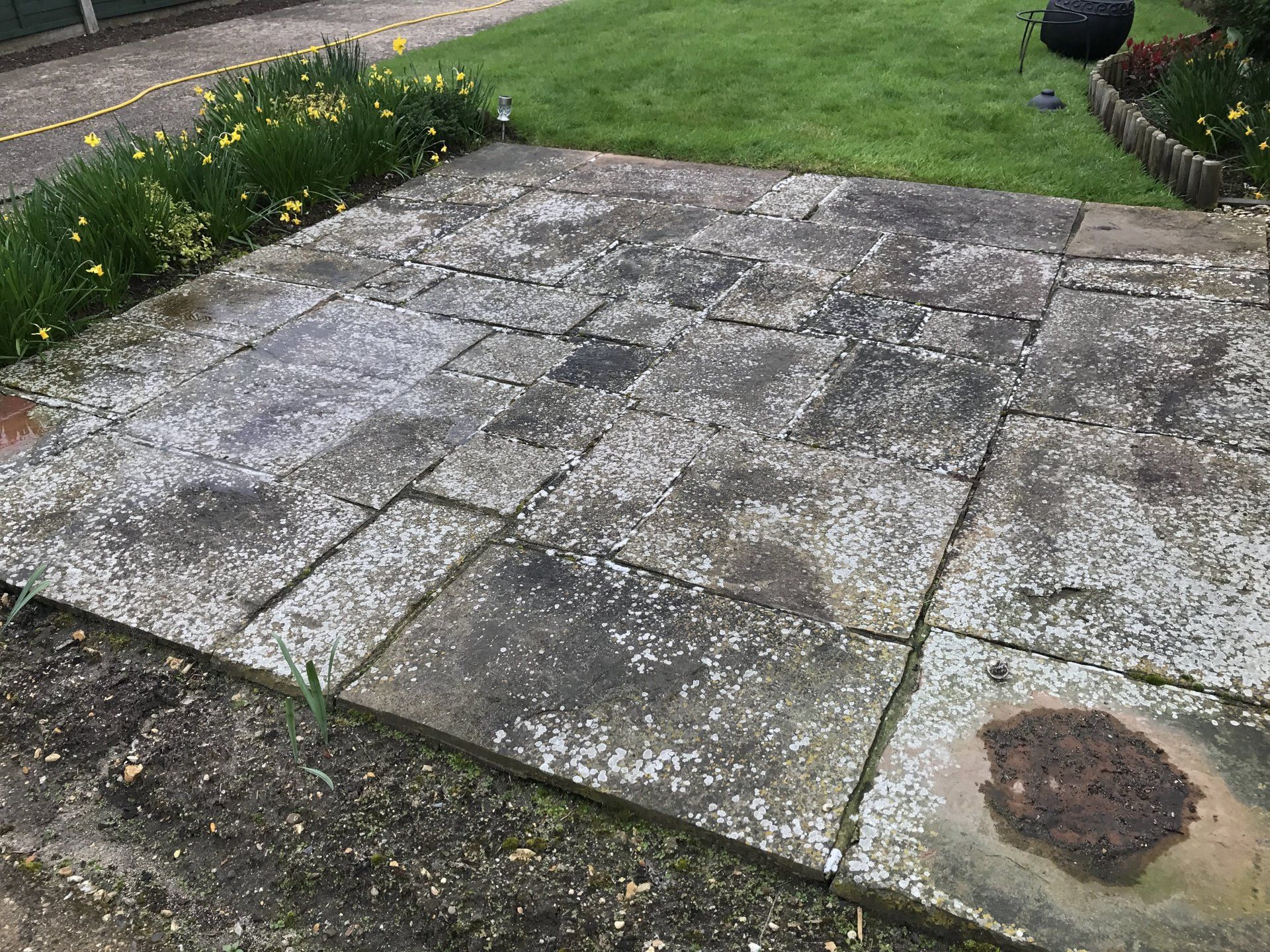 dirty sandstone patio