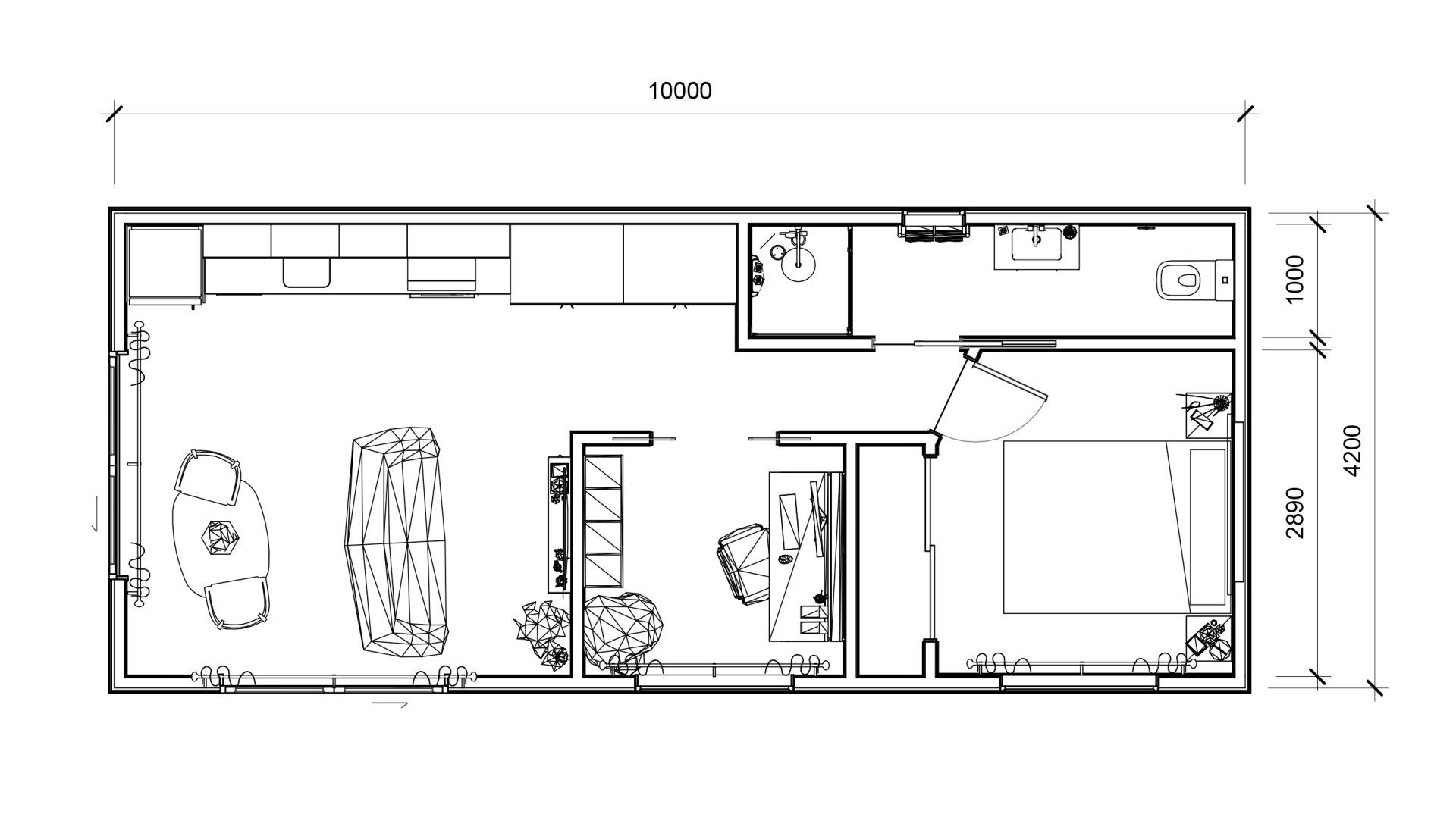A black and white floor plan of a house with measurements