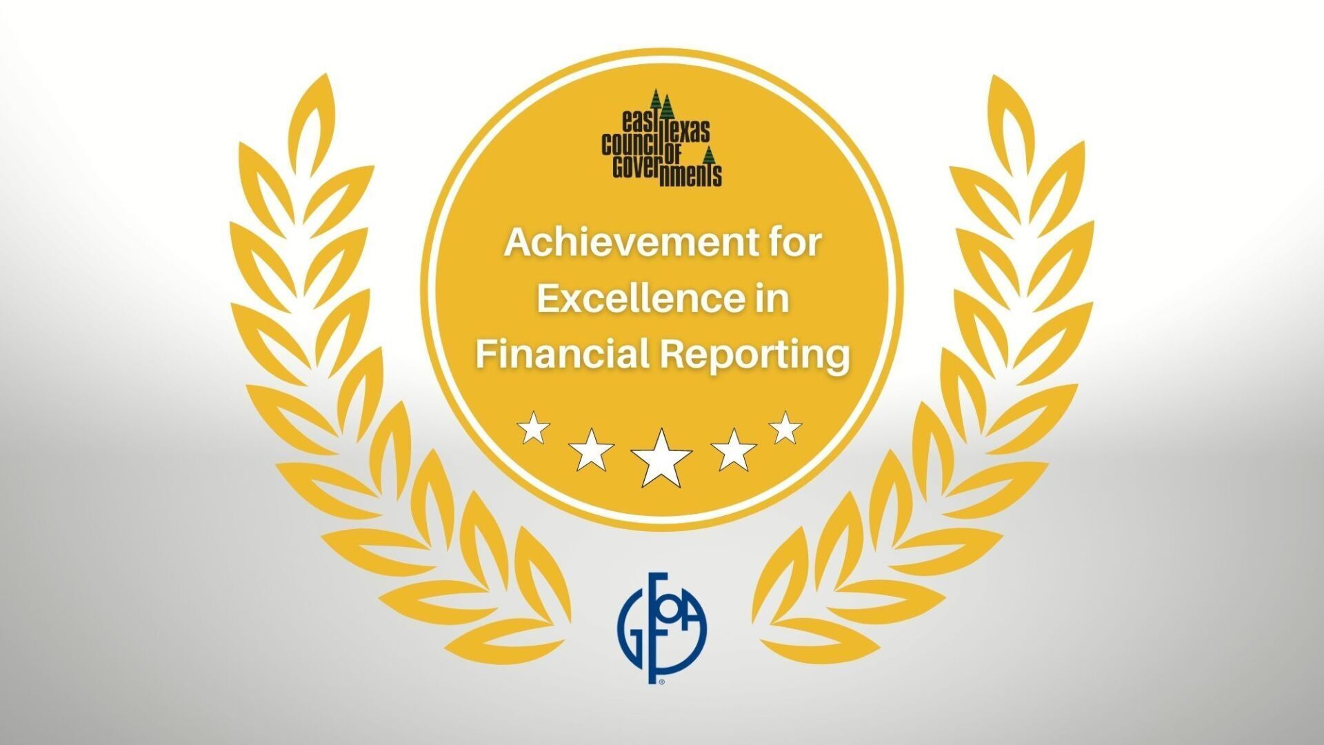An achievement for excellence in financial reporting award