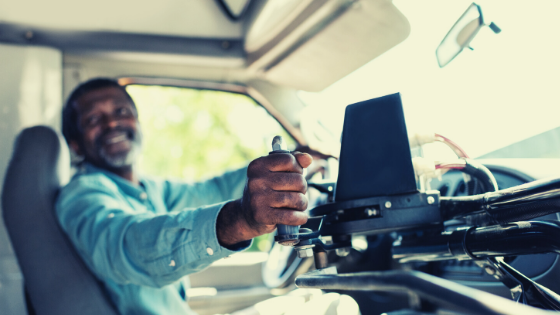 man driving bus