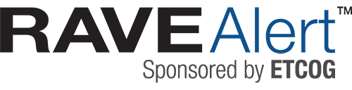 A logo for rave alert sponsored by etcog