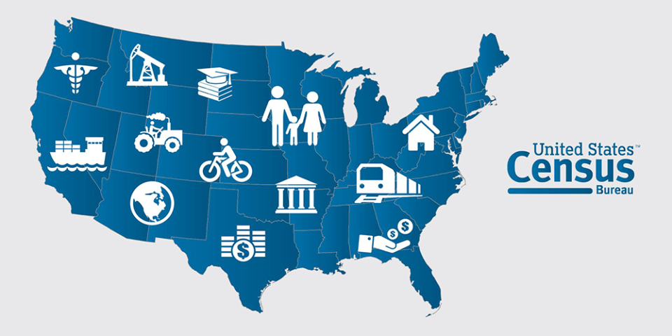 A map of the united states with various icons on it