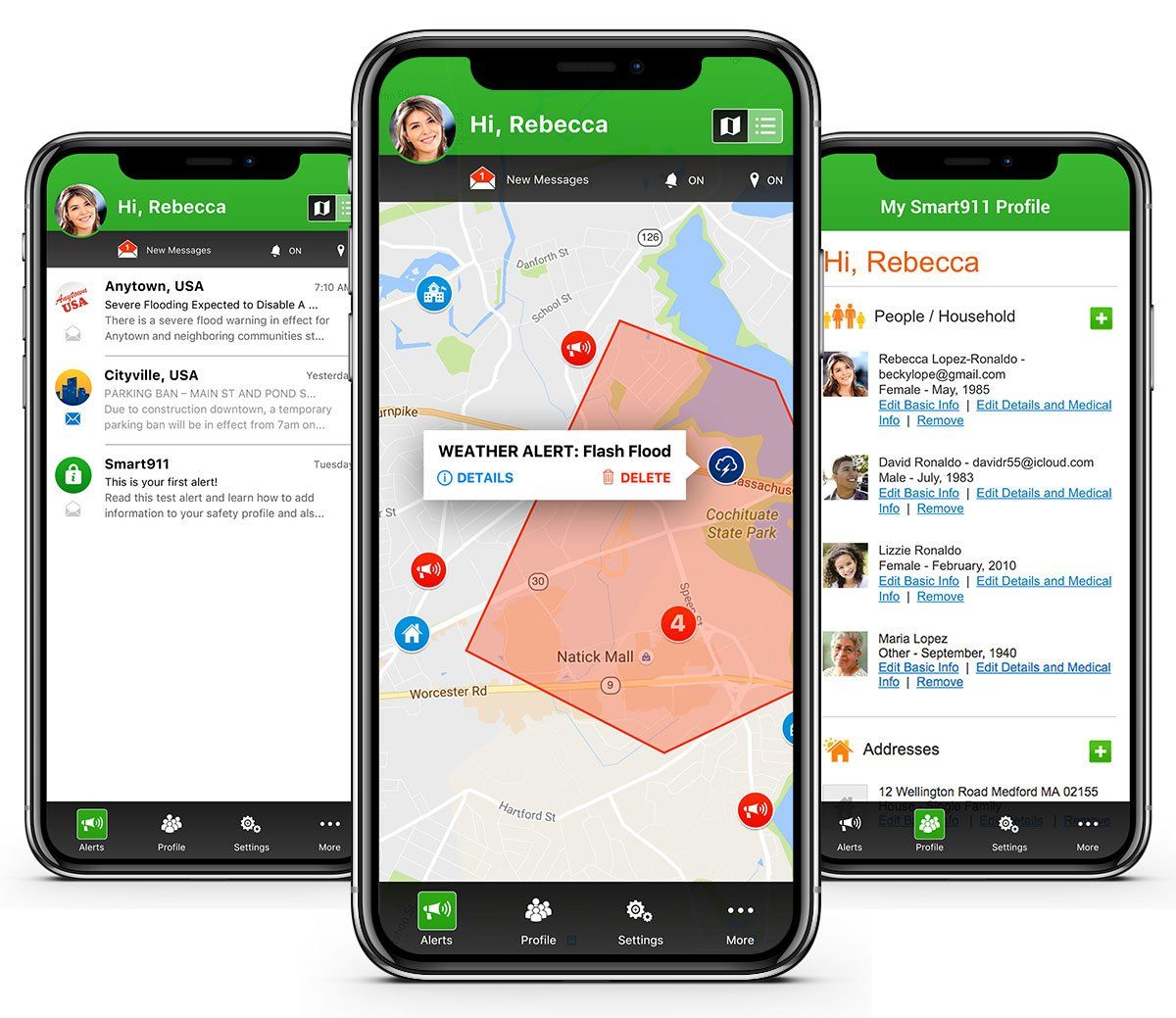 smart 911 display on mobile device