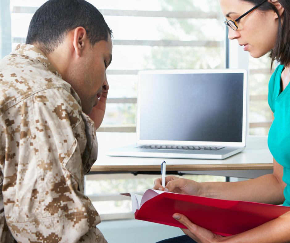 soldier speaking with therapist