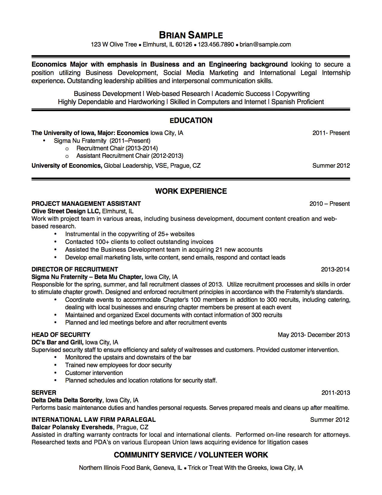 A resume for a lawyer is shown on a white background.