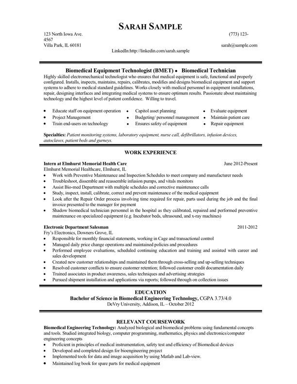 A resume for a mechanical engineer with a work experience section