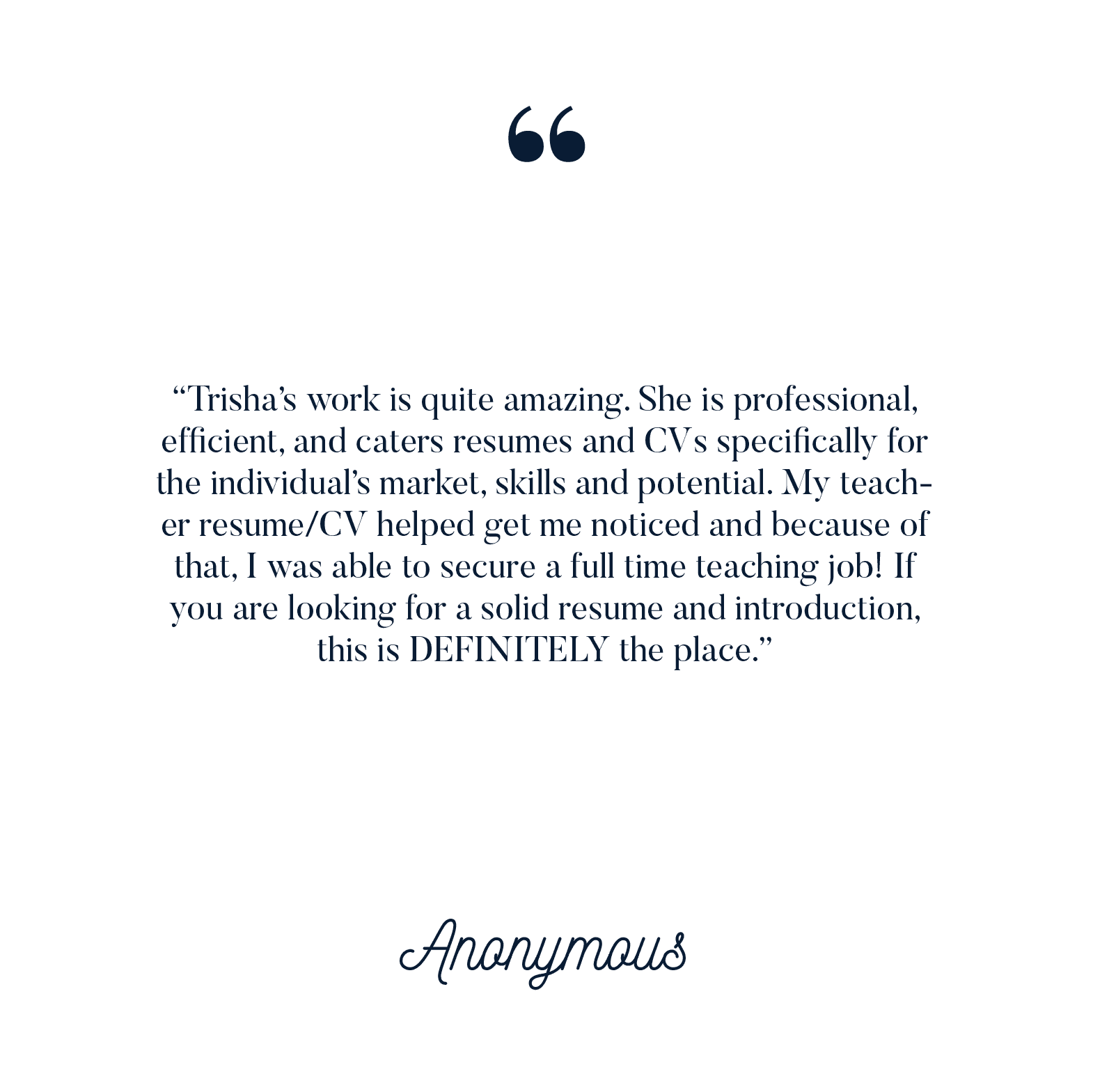 A quote from anonymous is on a white background.