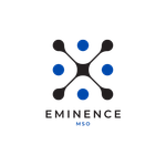 A blue and black logo for eminence mso