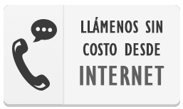 Phone and chat icons beside Spanish text: “Llámenos sin costo desde internet”