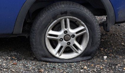 a flat tyre repaired by the specialists