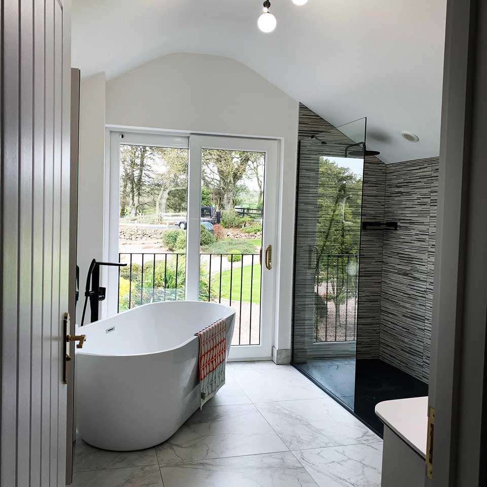 bathroom with french doors