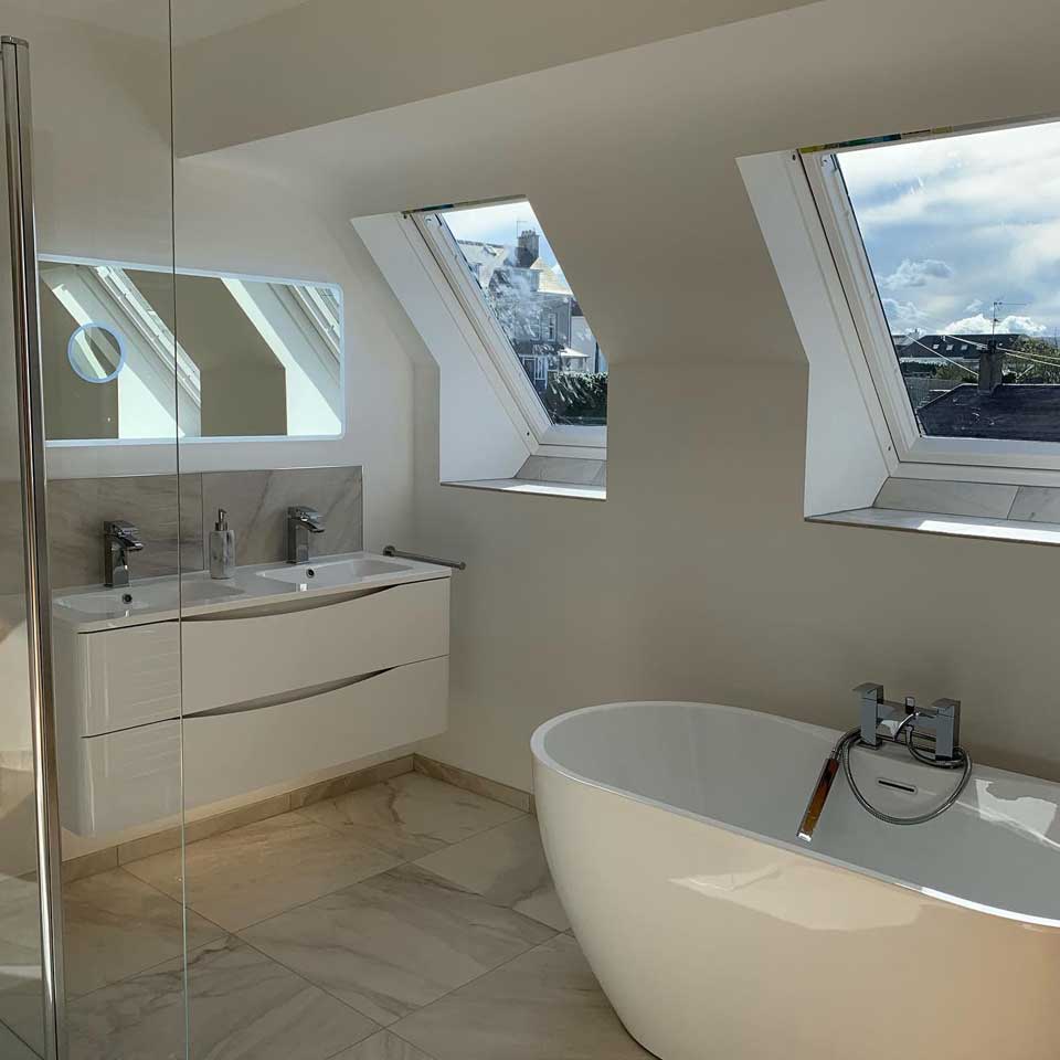 Contemporary bathroom with double sink