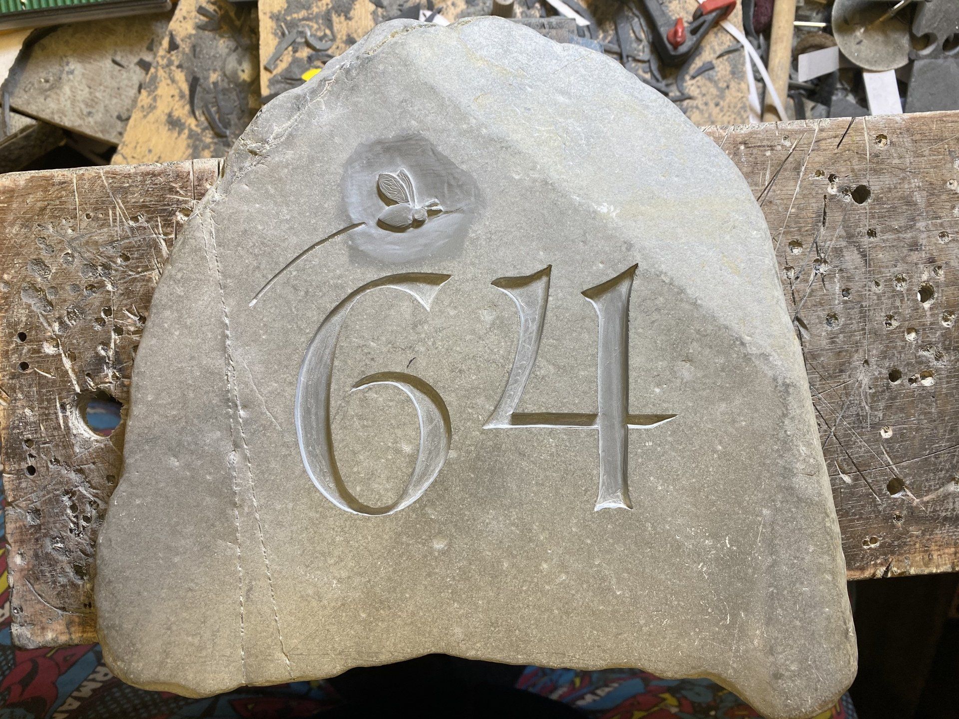 house number and bee