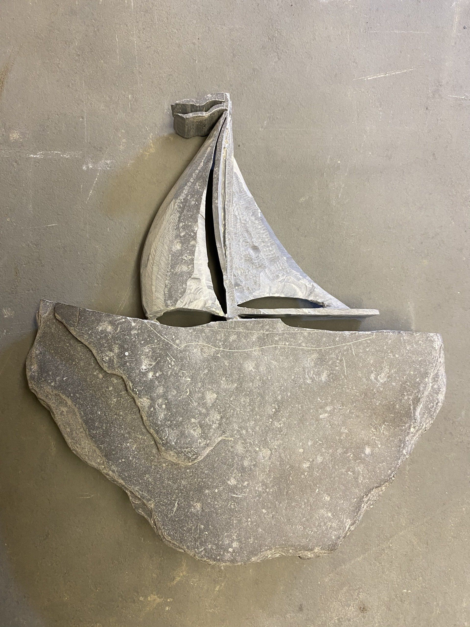 Sailing ship in stone sailing ship carved from stone