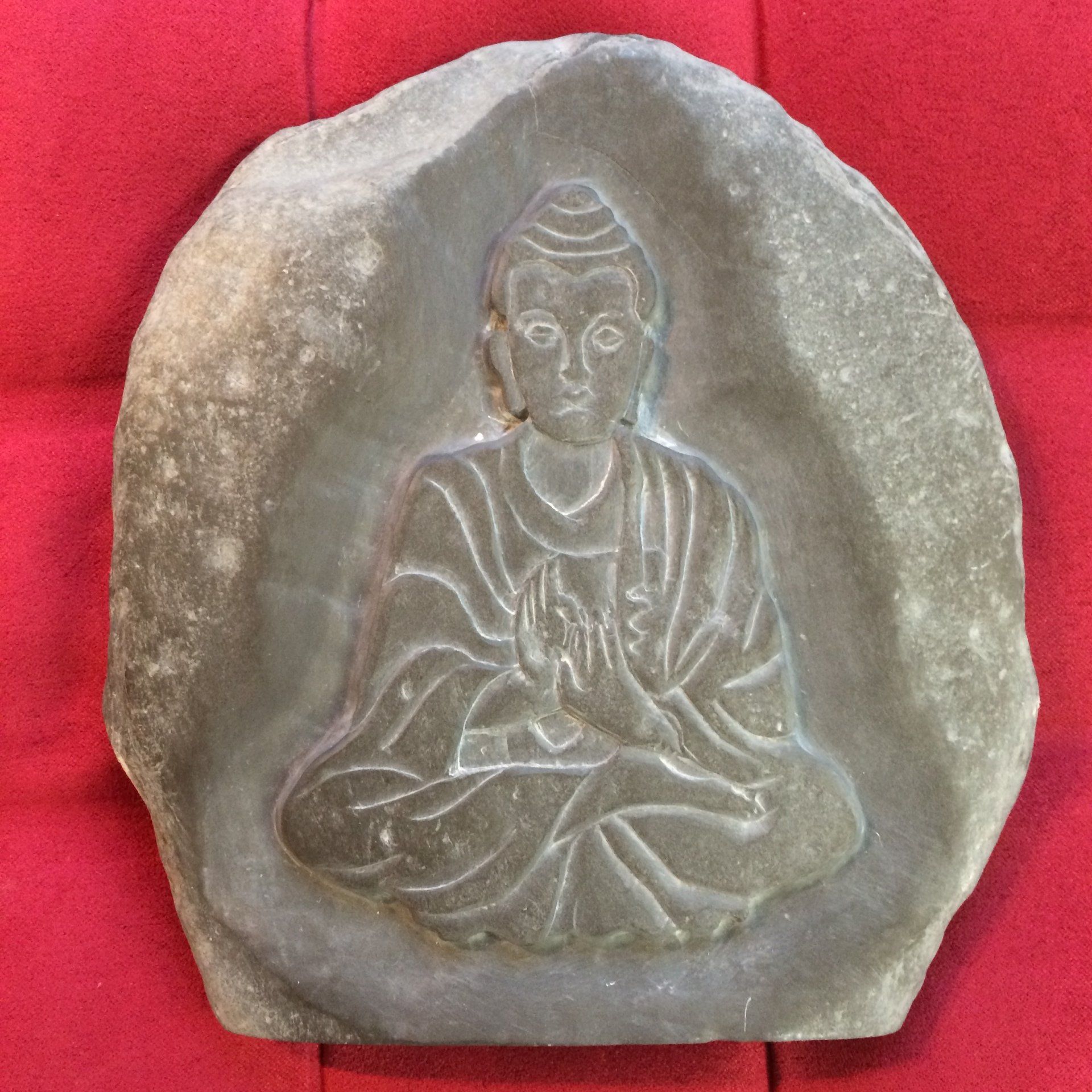 buddha stone carving hand made in Porthleven Cornwall