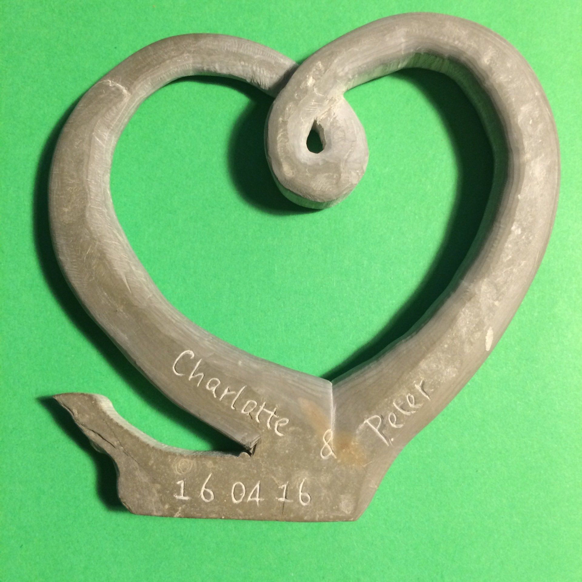 Personalised wedding gift, Devonian stone carved heart.