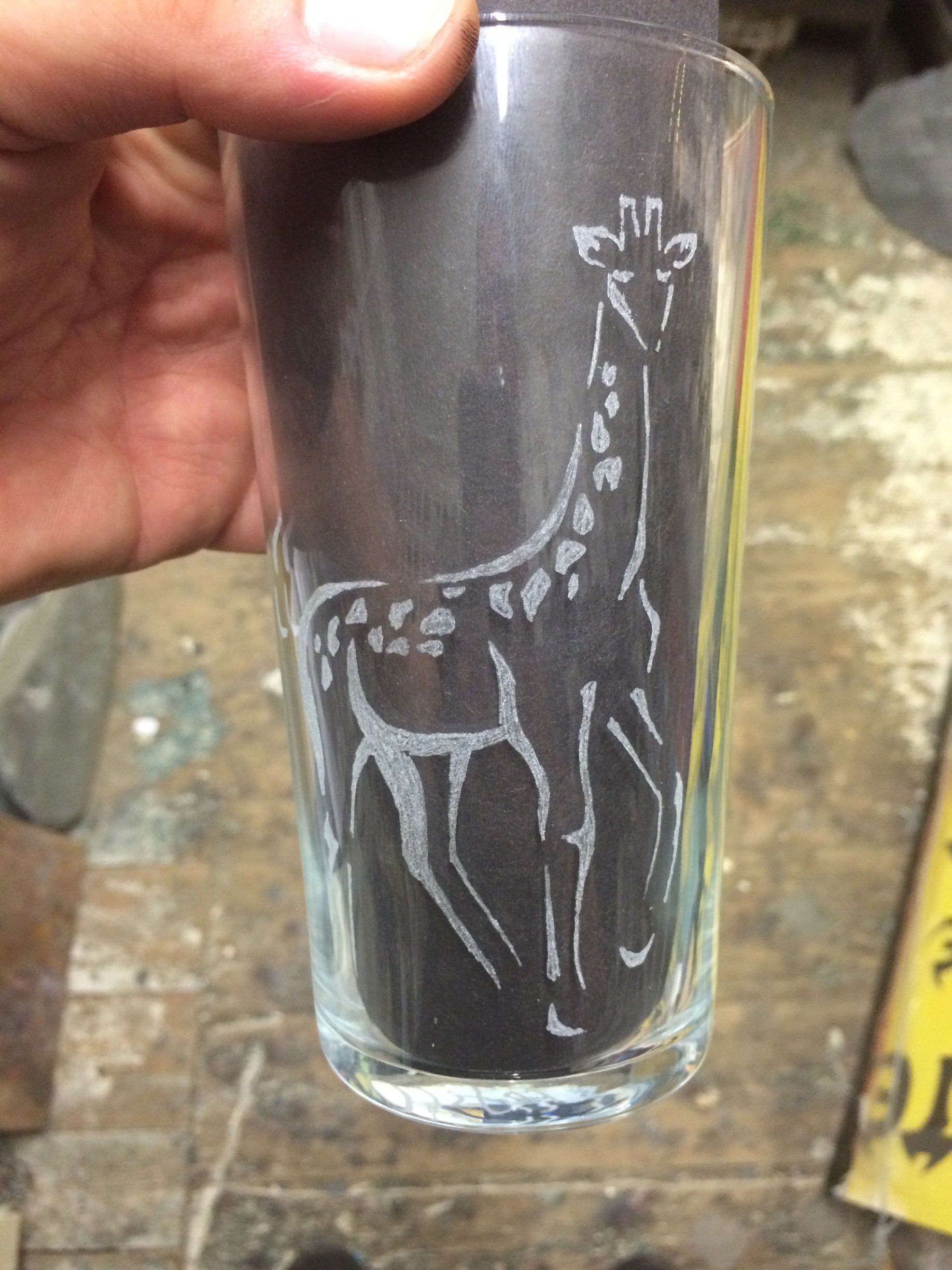 giraffe on glass giraffe etching on glass