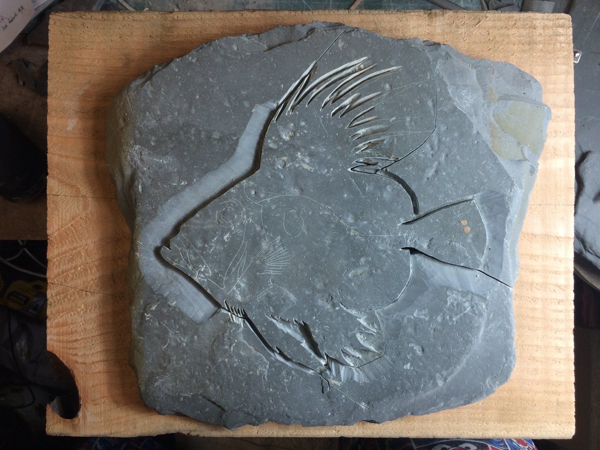 john dory etched out the design and starting to engrave it out