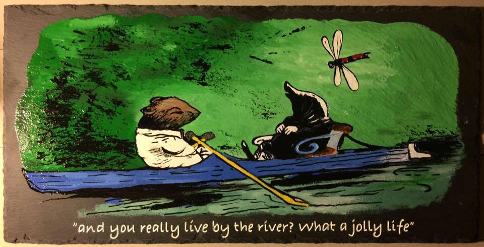 Ratty and Mole on 25cm × 50cm slate gloss enamel pint suitable for outside display Mole and Ratty, and you really live by the river? Wind in the Willows, Ratty and Mole on Slate, Gloss enamel Ratty and Mole