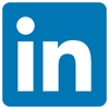 A blue and white linkedin logo on a white background.
