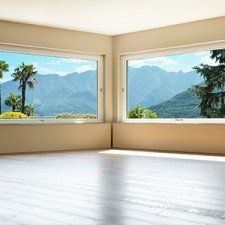 View of a California landscape through a window