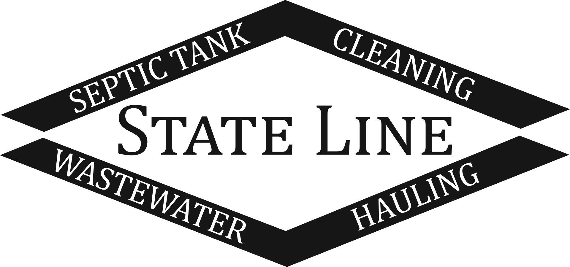A black and white logo for state line septic tank cleaning wastewater hauling