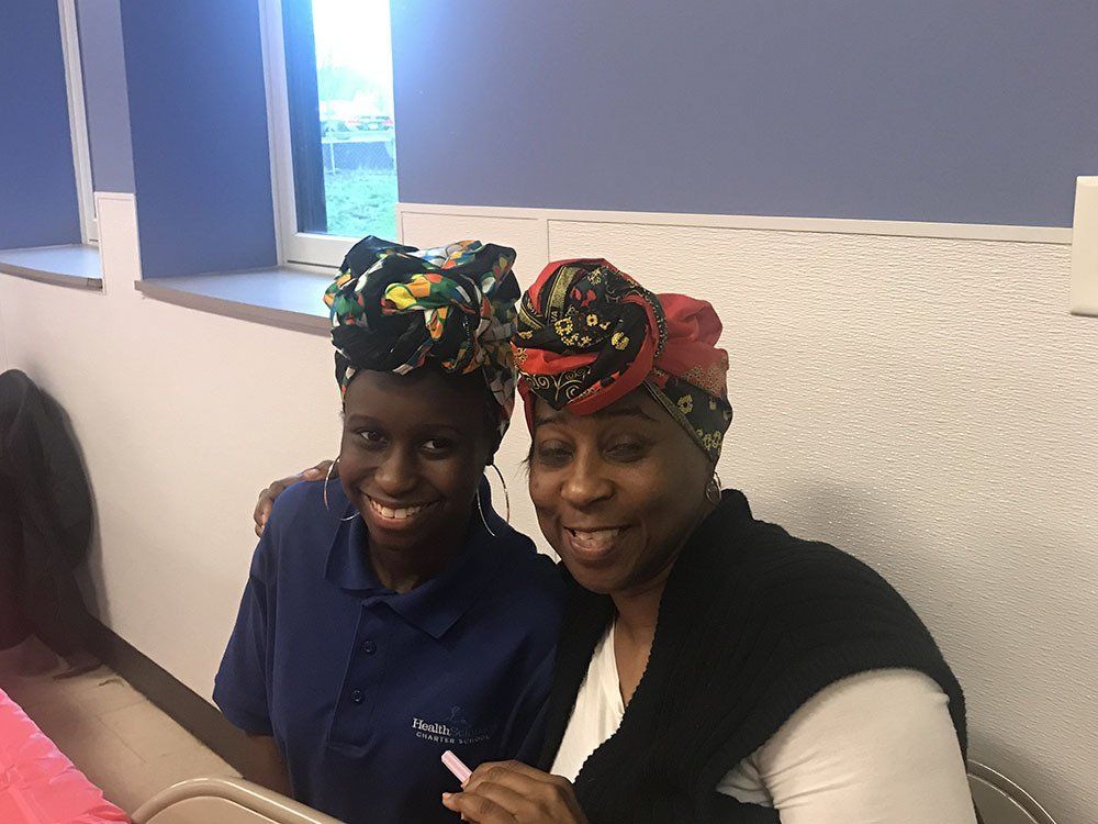 two girls smiling