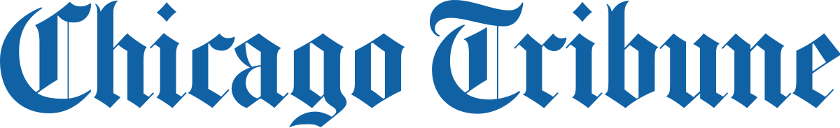 Chicago Tribune logo in blue gothic lettering