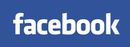 White Facebook wordmark on a blue background