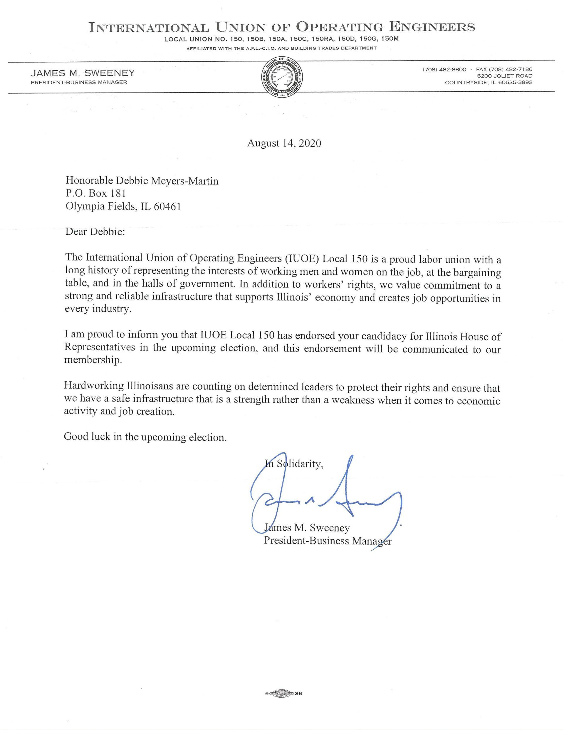 Blurred official letter on white paper with typed text, header, and blue handwritten signature near the bottom.