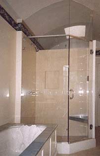 Professional Custom Angle Frameless Shower Designs — Shower Area 19 in Santa Clarita, CA