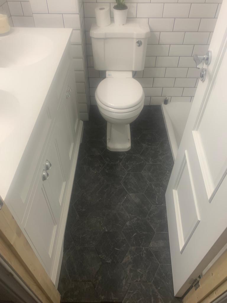 Tiled bathroom floor