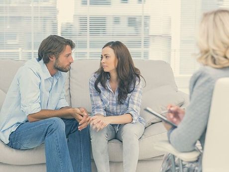 Couple Looking to each other in Therapy - Family Counseling in Warrenton, VA Couple Looking to each other in Therapy - Family Counseling in Warrenton, VA