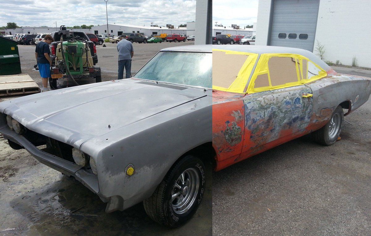 Before and After of Automotive Paint Removal — Indiana, PA — Keystone Dustless Mobile Media Blasting LLC