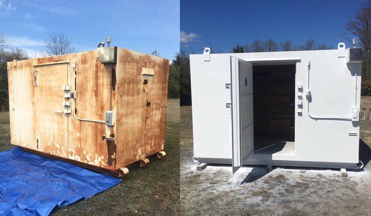 Before and After of Rust Removal on Container — Indiana, PA — Keystone Dustless Mobile Media Blasting LLC