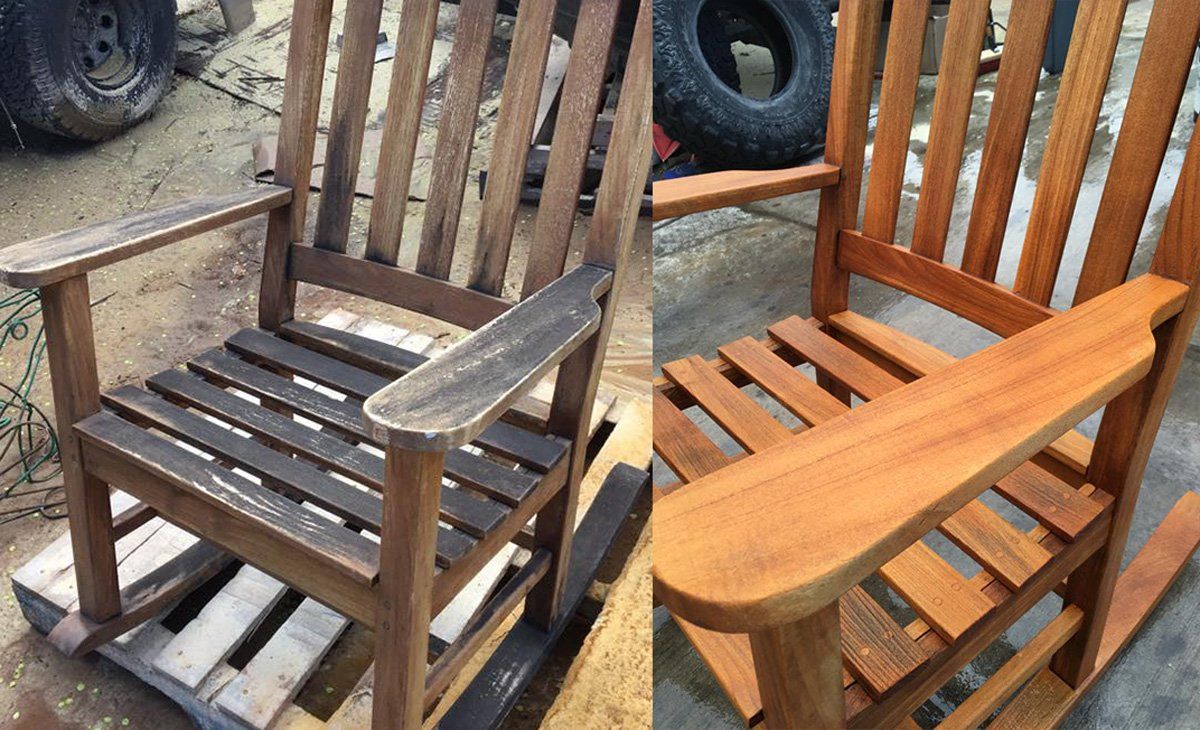 Before and After of Wooden Chair Restoration — Indiana, PA — Keystone Dustless Mobile Media Blasting LLC