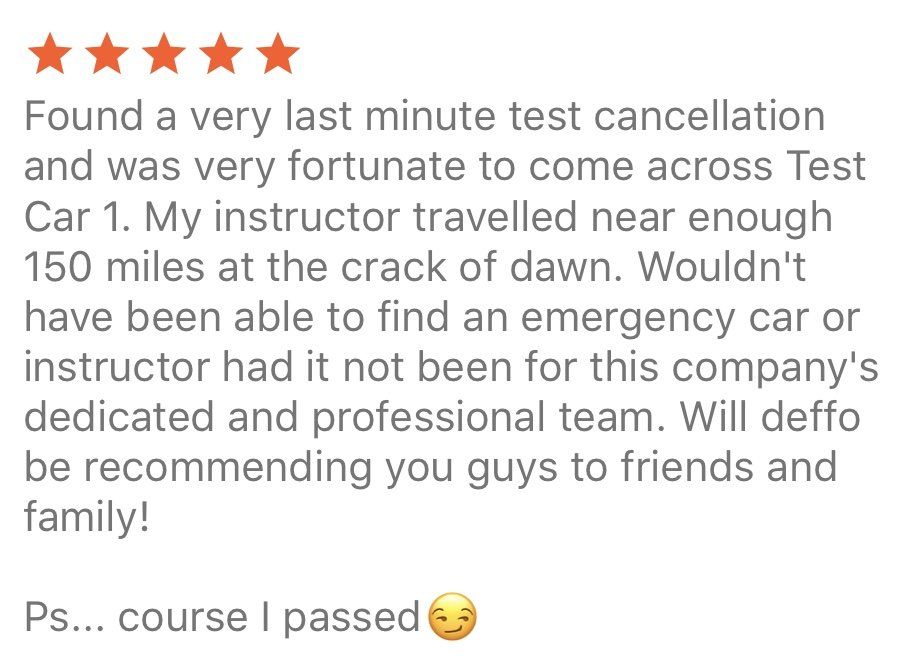 Google review Driving test car hire reviews by our customers