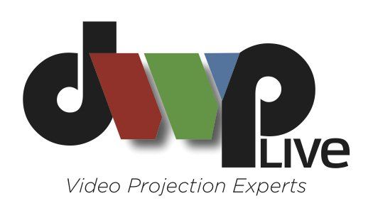 A logo for dvp live video projection experts