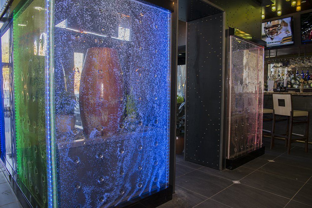 Interior décor at Volcano Steak & Sushi restaurant