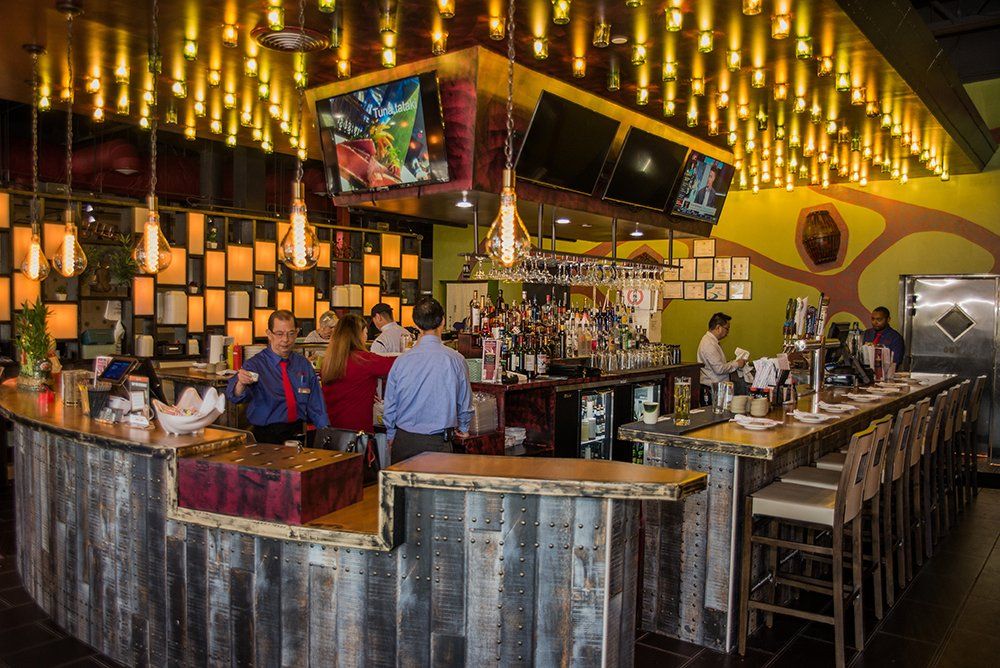Bar and dining area at Volcano Steak & Sushi